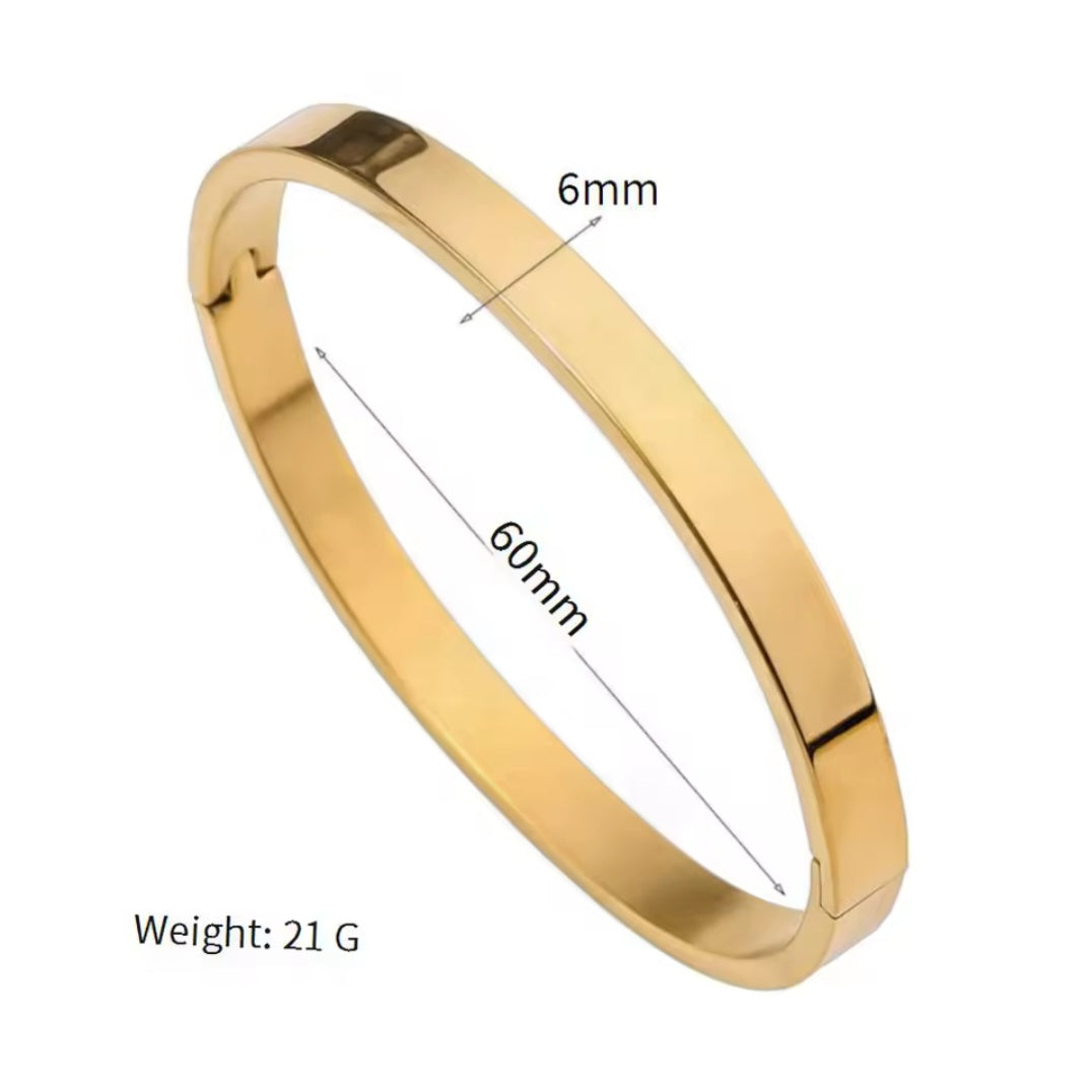 Gepersonaliseerde Armband Dames – RVS Goud, Rosé of Zilver – Naam of Datum Graveren – 6mm Breed – Cadeau voor elkaar